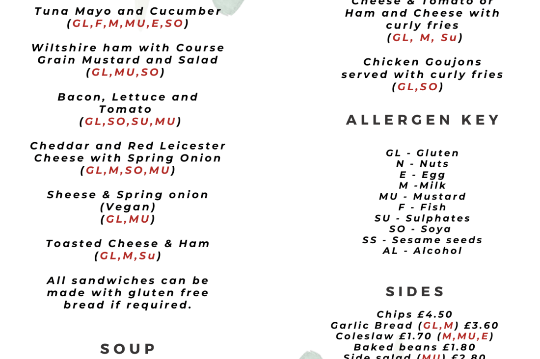 stockwood cafe menu