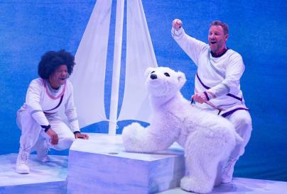 Adrien and Ben perform with Polar Bear puppet