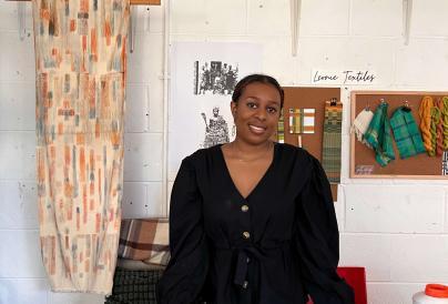 Black artist in her studio